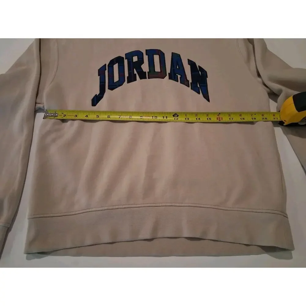 Nike Air Jordan Essential Holiday Plaid Fleece Crewneck Sweatshirt Rattan Men's